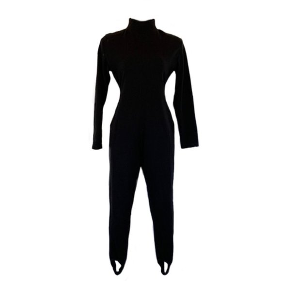 Tower Hill Black Vintage Catsuit with Heel Straps Women's Size 14 - Picture 2 of 6